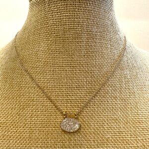 Touchstone Crystal by Swarovski Necklace, Gold tone w/ oval crystal pendant